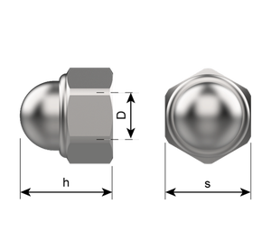 DIN 986 A2 M10 Domed Nylon Insert Nut