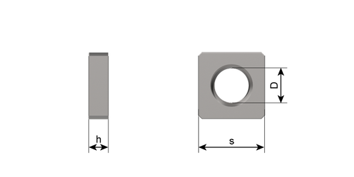 DIN 562 A2 M2 Square Nut, Thin Type