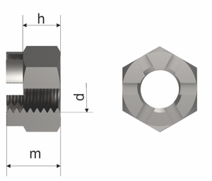DIN 935 A2 M10 Hex Castle Nut