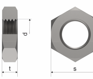DIN 439-B A2 M8 (Left Hand Thread) Hexagon Thin Nut