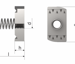 Channel Nut A4 M10 Long Spring
